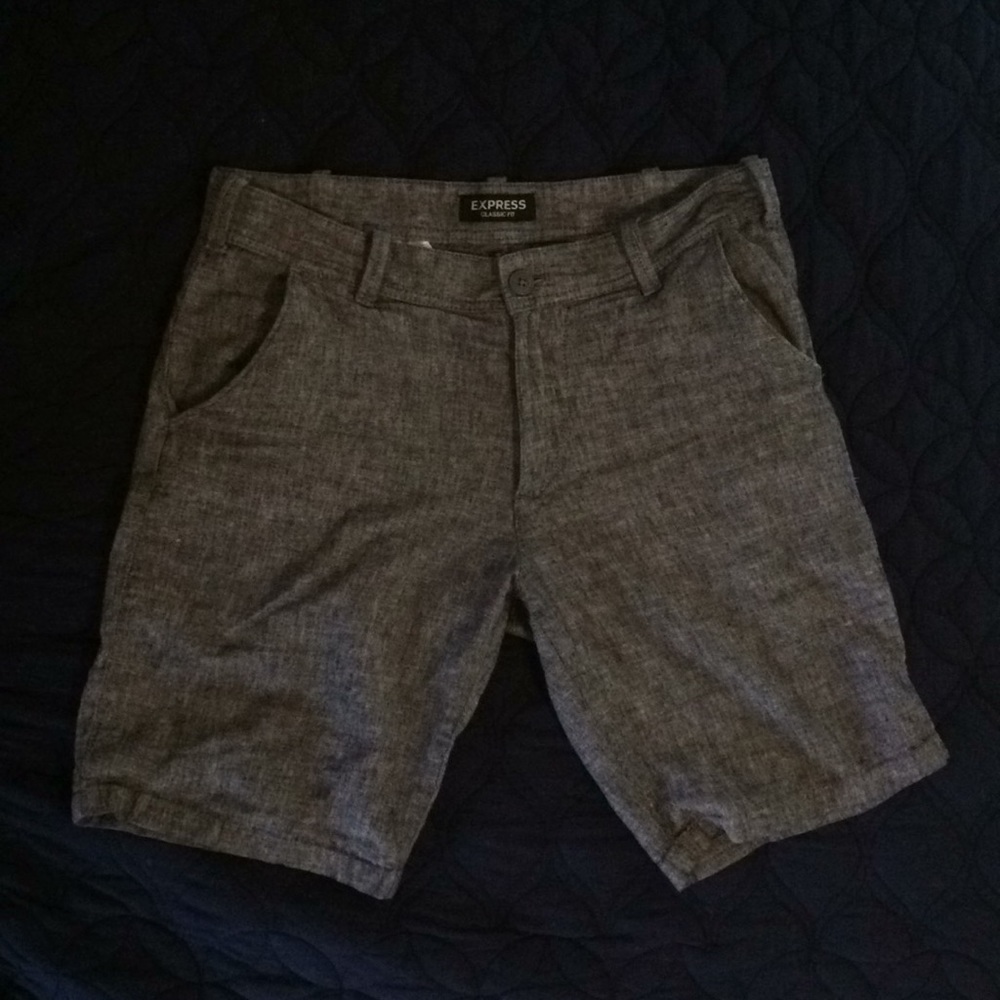 gray express men's shorts linen blend